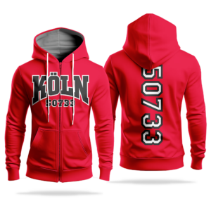 KÖLN 50733 HOODIE ZIP VH ROT SCHWARZ WEISS